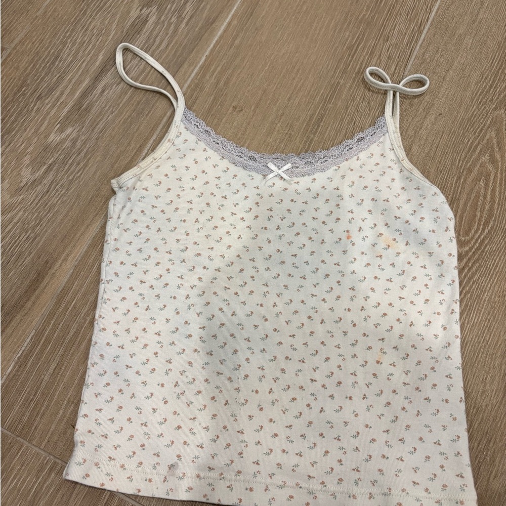 Brandy Melville White Lace Trim Cami